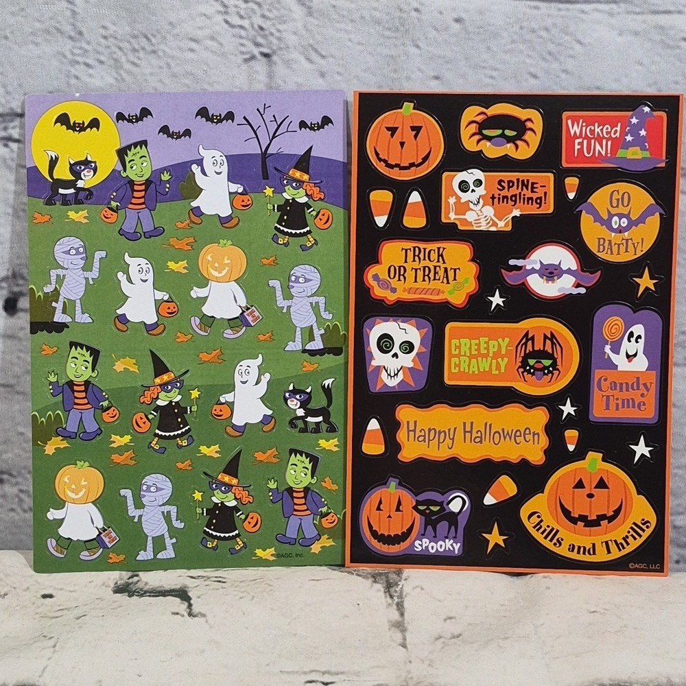 Vintage American Greetings Halloween Scrapbooking Stickers Lot Of 2 Full Sheets